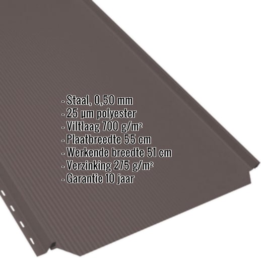 Felsplaat PD-510-S | Nano | Anti-Drup 700 g/m² | Staal 0,50 mm | 25 µm Polyester | 8017 - Chocoladebruin #2