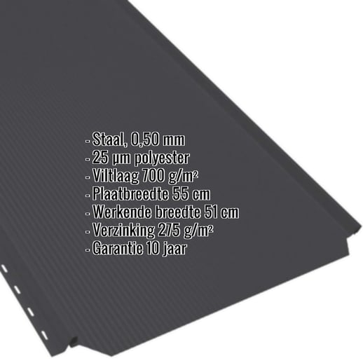Felsplaat PD-510-S | Nano | Anti-Drup 700 g/m² | Staal 0,50 mm | 25 µm Polyester | 9005 - Gitzwart #2
