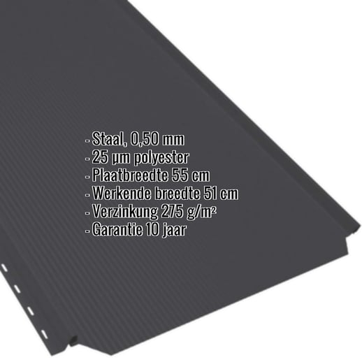 Felsplaat PD-510-S | Nano | Staal 0,50 mm | 25 µm Polyester | 9005 - Gitzwart #2