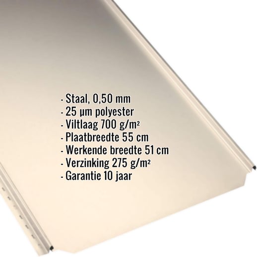 Felsplaat PD-510-S | Vlak | Anti-Drup 700 g/m² | Staal 0,50 mm | 25 µm Polyester | 1015 - Licht ivoorkleurig #2