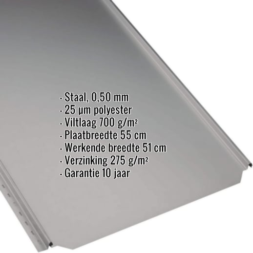 Felsplaat PD-510-S | Vlak | Anti-Drup 700 g/m² | Staal 0,50 mm | 25 µm Polyester | 9007 - Grijs aluminiumkleurig #2