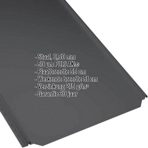Felsplaat PD-510-S | Vlak | Staal 0,50 mm | 50 µm PURLAK® | 9005 - Gitzwart #2