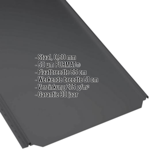 Felsplaat PD-510-S | Vlak | Staal 0,50 mm | 50 µm PURMAT® | 9005 - Gitzwart #2