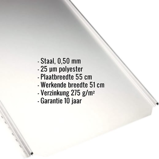 Felsplaat PD-510-S | Vlak | Staal 0,50 mm | 25 µm Polyester | 9010 - Zuiverwit #2