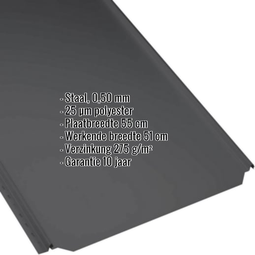 Felsplaat PD-510-S | Vlak | Staal 0,50 mm | 25 µm Polyester | 9005 - Gitzwart #2