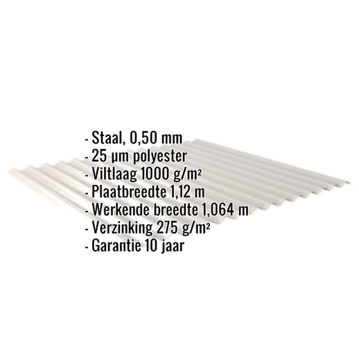 Golfplaat 18/1064 | Dak | Anti-Drup 1000 g/m² | Staal 0,50 mm | 25 µm Polyester | 7035 - Lichtgrijs #2
