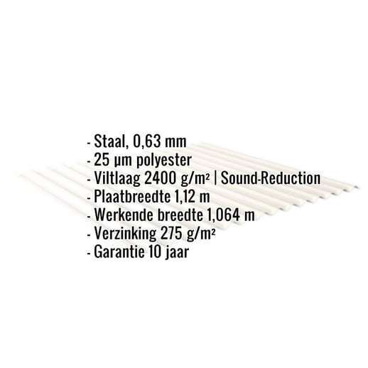 Golfplaat 18/1064 | Dak | Anti-Drup 1000 g/m² | Staal 0,63 mm | 25 µm Polyester | 9010 - Zuiverwit #2