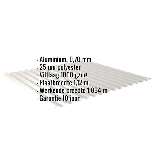 Golfplaat 18/1064 | Dak | Anti-Drup 1000 g/m² | Aluminium 0,70 mm | 25 µm Polyester | 9006 - Zilver-Metallic #2