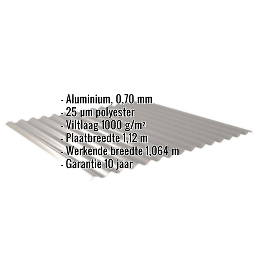 Golfplaat 18/1064 | Dak | Anti-Drup 1000 g/m² | Aluminium 0,70 mm | 25 µm Polyester | 9007 - Grijs aluminiumkleurig #2