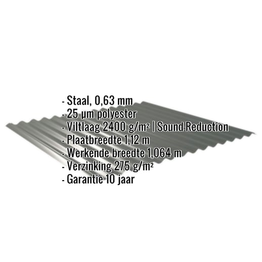 Golfplaat 18/1064 | Dak | Anti-Drup 2400 g/m² | Staal 0,63 mm | 25 µm Polyester | 6020 - Chroomoxydegroen #2