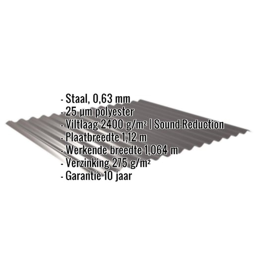 Golfplaat 18/1064 | Dak | Anti-Drup 2400 g/m² | Staal 0,63 mm | 25 µm Polyester | 8017 - Chocoladebruin #2