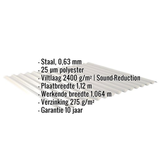 Golfplaat 18/1064 | Dak | Anti-Drup 2400 g/m² | Staal 0,63 mm | 25 µm Polyester | 9006 - Zilver-Metallic #2