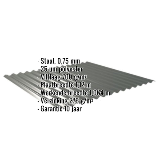 Golfplaat 18/1064 | Dak | Anti-Drup 700 g/m² | Staal 0,75 mm | 25 µm Polyester | 6020 - Chroomoxydegroen #2