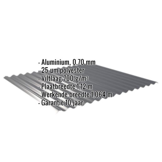 Golfplaat 18/1064 | Dak | Anti-Drup 700 g/m² | Aluminium 0,70 mm | 25 µm Polyester | 7016 - Antracietgrijs #2