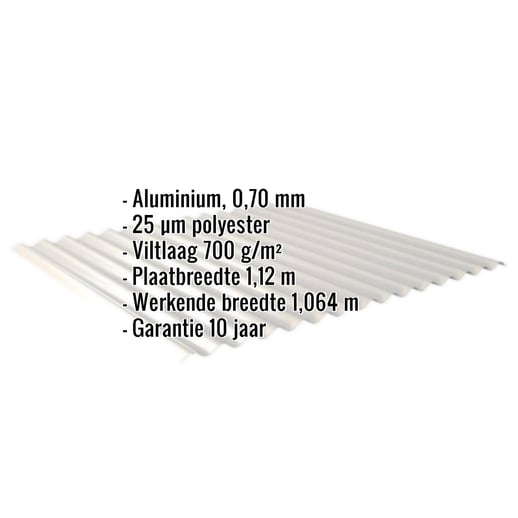 Golfplaat 18/1064 | Dak | Anti-Drup 700 g/m² | Aluminium 0,70 mm | 25 µm Polyester | 9006 - Zilver-Metallic #2