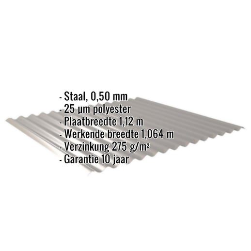 Golfplaat 18/1064 | Dak | Staal 0,50 mm | 25 µm Polyester | 9007 - Grijs aluminiumkleurig #2