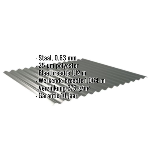 Golfplaat 18/1064 | Dak | Staal 0,63 mm | 25 µm Polyester | 6020 - Chroomoxydegroen #2