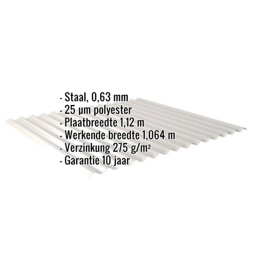 Golfplaat 18/1064 | Dak | Staal 0,63 mm | 25 µm Polyester | 9006 - Zilver-Metallic #2