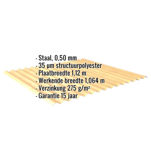 Golfplaat 18/1064 | Gevel | Staal 0,50 mm | 35 µm Structuurpolyester | Houtlook - Ahorn #2