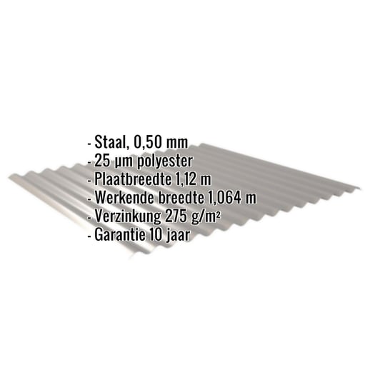 Golfplaat 18/1064 | Gevel | Staal 0,50 mm | 25 µm Polyester | 9007 - Grijs aluminiumkleurig #2