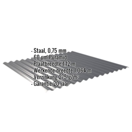 Golfplaat 18/1064 | Gevel | Staal 0,75 mm | 60 µm Puramid | 7016 - Antracietgrijs #2