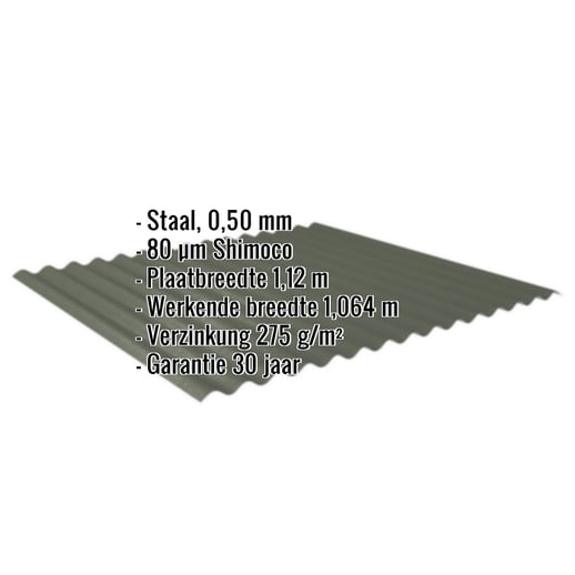 Golfplaat 18/1064 | Gevel | Staal 0,50 mm | 80 µm Shimoco | 6020 - Chroomoxydegroen #2