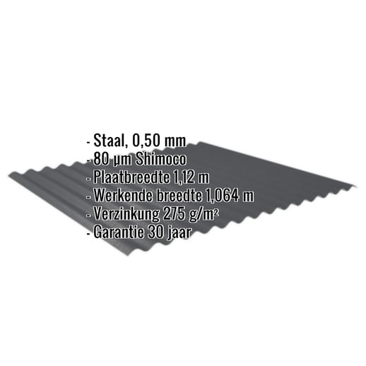Golfplaat 18/1064 | Gevel | Staal 0,50 mm | 80 µm Shimoco | 7016 - Antracietgrijs #2