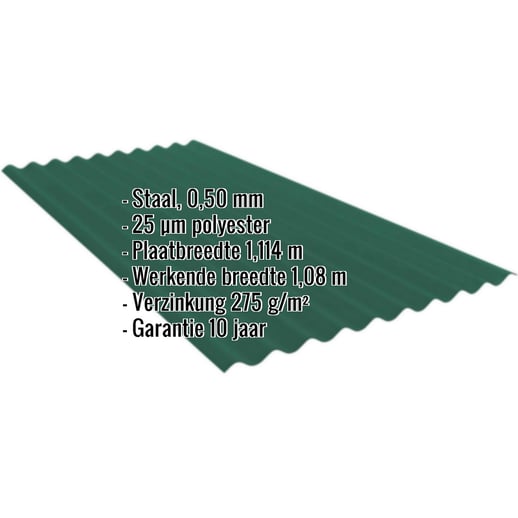 Golfplaat PF25W | Gevel | Staal 0,50 mm | 25 µm Polyester | 6005 - Mosgroen #2