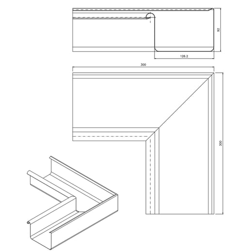 Goot binnenhoek 90° | Staal | Ø 125 mm | 7016 - Antracietgrijs #2