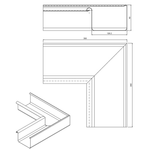 Goot binnenhoek 90° | Staal | Ø 125 mm | 9005 - Gitzwart #2