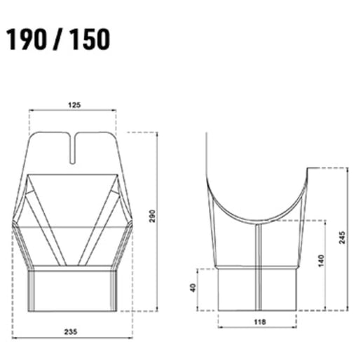 Goot uitlaatstuk | Staal | Ø 190/150 mm | 7024 - Grafietgrijs #2