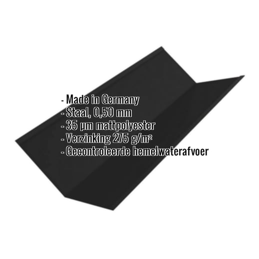 Kilgoot | 19,5 cm x 19,5 cm x 2,00 m | Staal 0,50 mm | 35 µm mattpolyester | 033 - Zwart #2