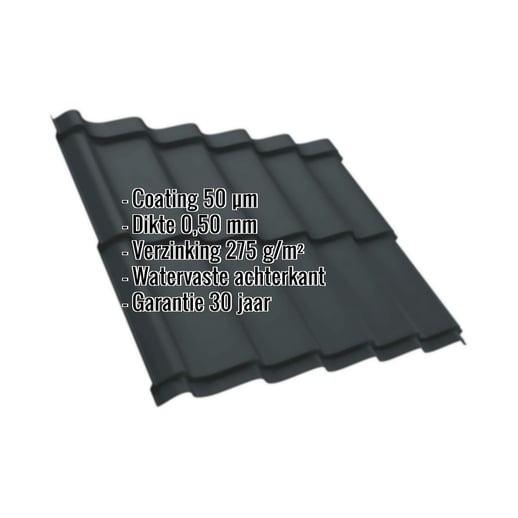 Dakpanplaat Szafir 350/15 | Staal 0,50 mm | 50 µm PURMAT® | 7016 - Antracietgrijs #2
