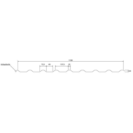 Damwandplaat 20/1100 | Dak | Anti-Drup 1000 g/m² | Staal 0,75 mm | 60 µm Puramid | 7016 - Antracietgrijs #10