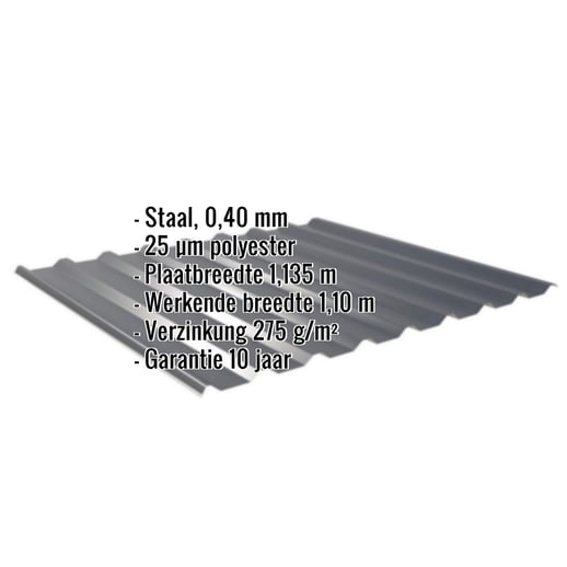 Damwandplaat 20/1100 | Dak | Restpartij | Staal 0,40 mm | 25 µm Polyester | 7016 - Antracietgrijs #2