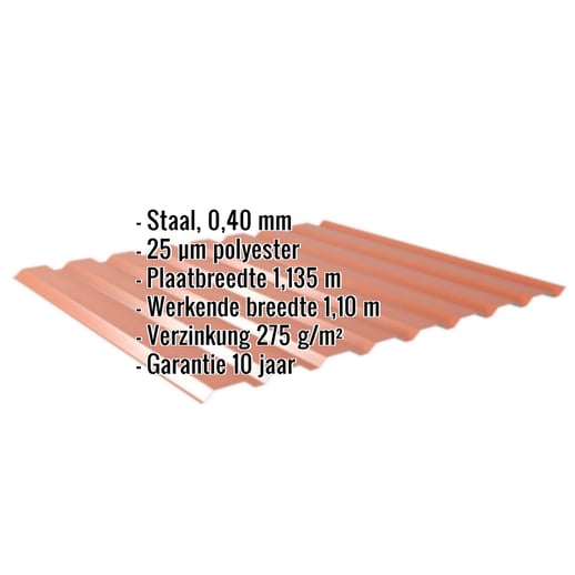 Damwandplaat 20/1100 | Gevel | Restpartij | Staal 0,40 mm | 25 µm Polyester | 8004 - Koperbruin #2