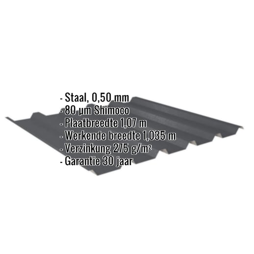 Damwandplaat 35/207 | Dak | Staal 0,50 mm | 80 µm Shimoco | 7016 - Antracietgrijs #2