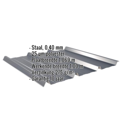 Damwandplaat 45/333 | Dak | Restpartij | Staal 0,40 mm | 25 µm Polyester | 7016 - Antracietgrijs #2