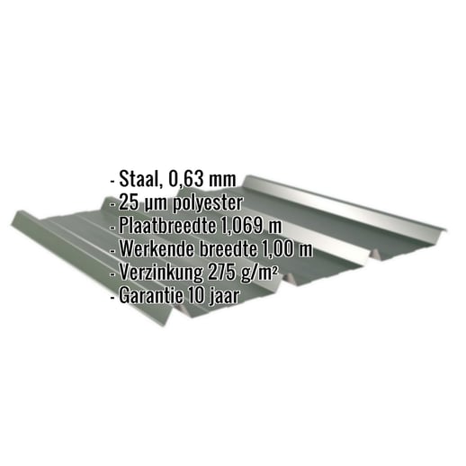 Damwandplaat 45/333 | Dak | Staal 0,63 mm | 25 µm Polyester | 6020 - Chroomoxydegroen #2