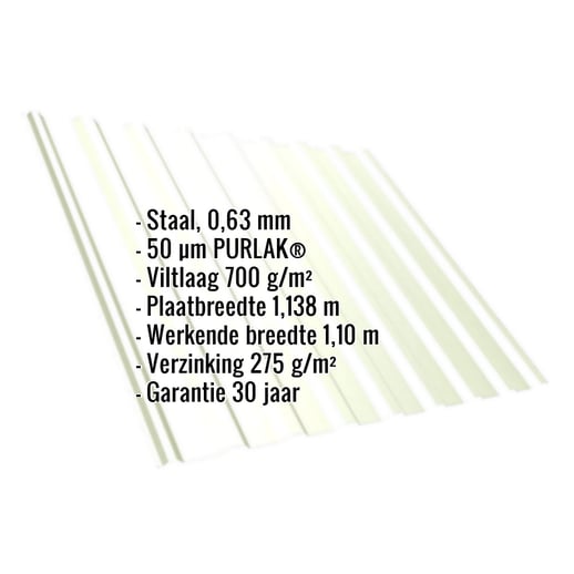 Damwandplaat T20M | Dak | Anti-Drup 700 g/m² | Staal 0,63 mm | 50 µm PURLAK® | 9002 - Grijswit #2