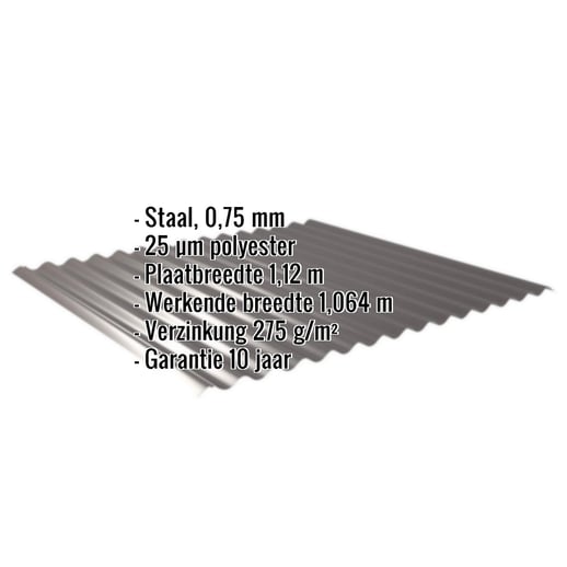 Golfplaat 18/1064 | Dak | Staal 0,75 mm | 25 µm Polyester | 8017 - Chocoladebruin #2