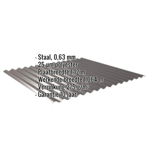 Golfplaat 18/1064 | Gevel | Staal 0,63 mm | 25 µm Polyester | 8017 - Chocoladebruin #2