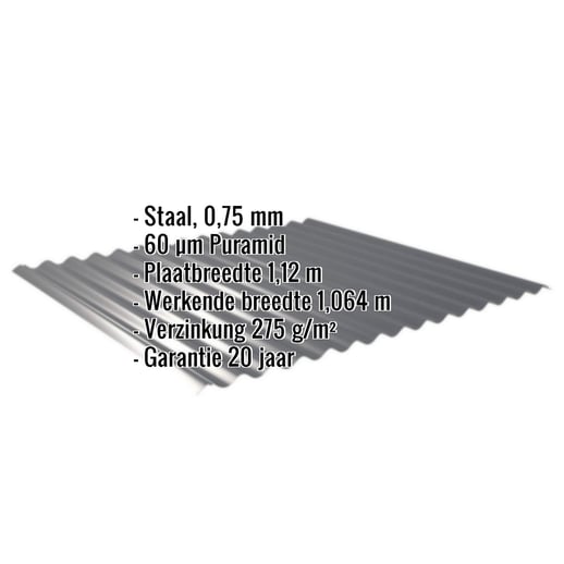 Golfplaat 18/1064 | Gevel | Staal 0,75 mm | 60 µm Puramid | 7016 - Antracietgrijs #2