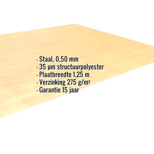 Vlakke plaat | Staal 0,50 mm | 35 µm Structuurpolyester | Houtlook - Ahorn #2