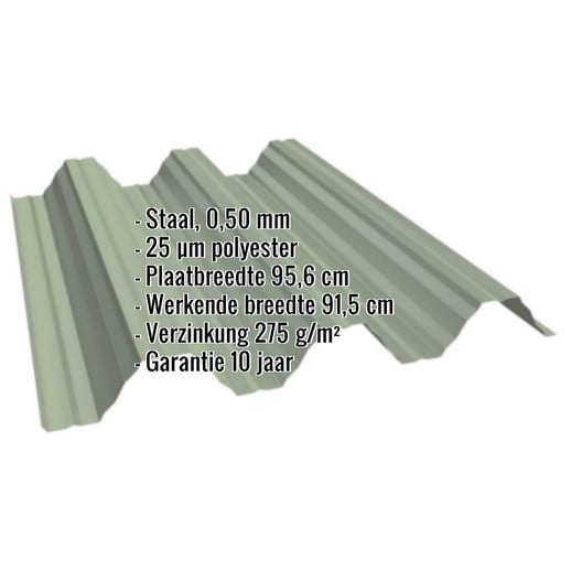 Warmdakplaat T92P | Dak | Staal 0,50 mm | 25 µm Polyester | 6011 - Resedagroen #2