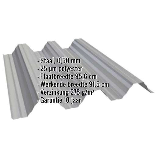 Warmdakplaat T92P | Dak | Staal 0,50 mm | 25 µm Polyester | 9007 - Grijs aluminiumkleurig #2