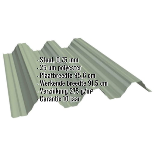 Warmdakplaat T92P | Dak | Staal 0,75 mm | 25 µm Polyester | 6011 - Resedagroen #2