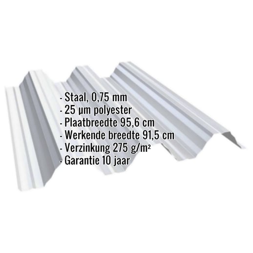 Warmdakplaat T92P | Dak | Staal 0,75 mm | 25 µm Polyester | 7035 - Lichtgrijs #2