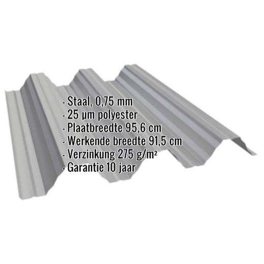 Warmdakplaat T92P | Dak | Staal 0,75 mm | 25 µm Polyester | 9007 - Grijs aluminiumkleurig #2