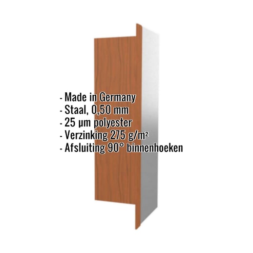 Binnenhoek | 10 cm x 10 cm x 2,00 m | Staal 0,50 mm | 25 µm Polyester | Houtlook - Eiken #2